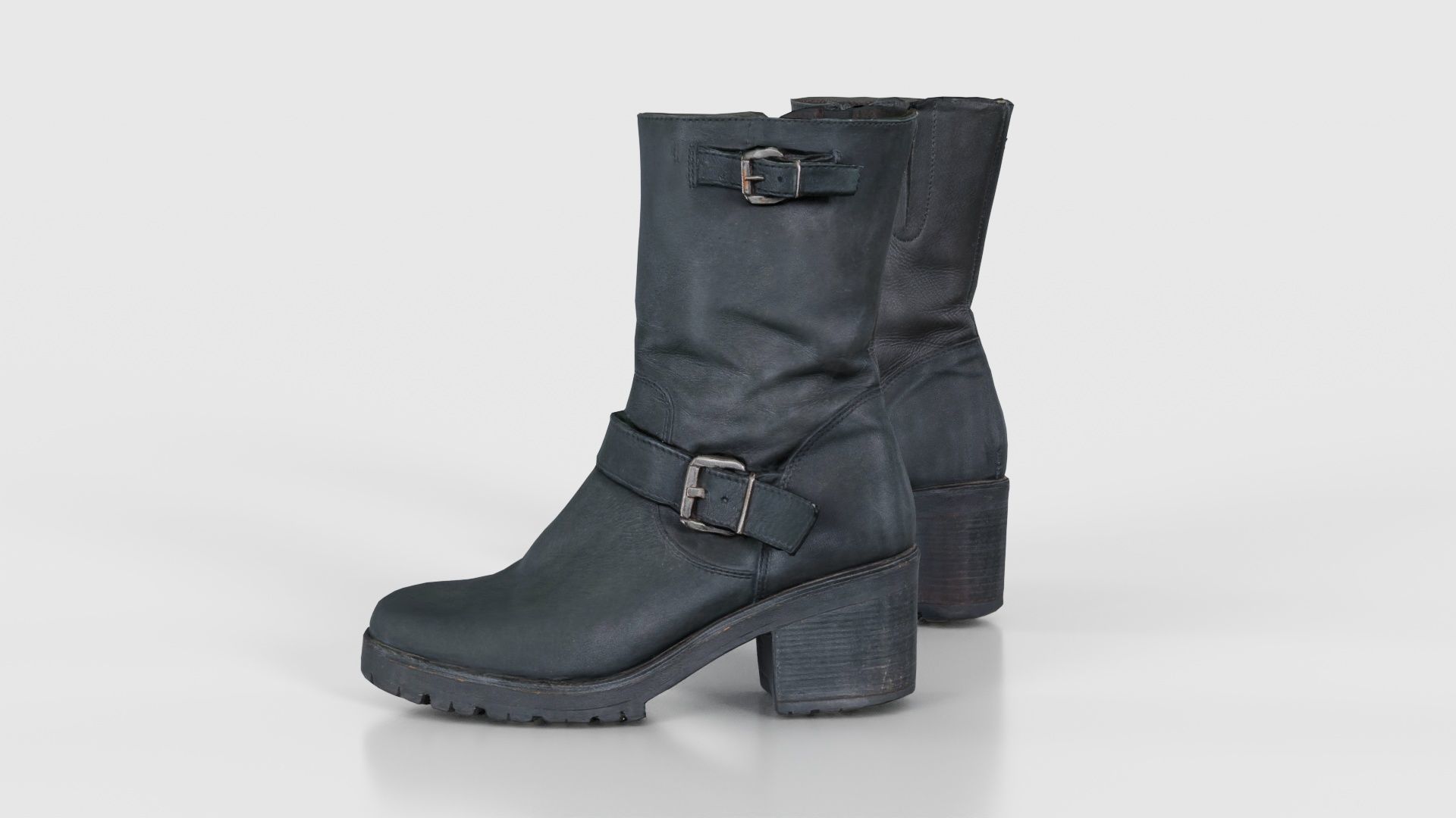 Black Leather Shoe Low-poly 3D model_25