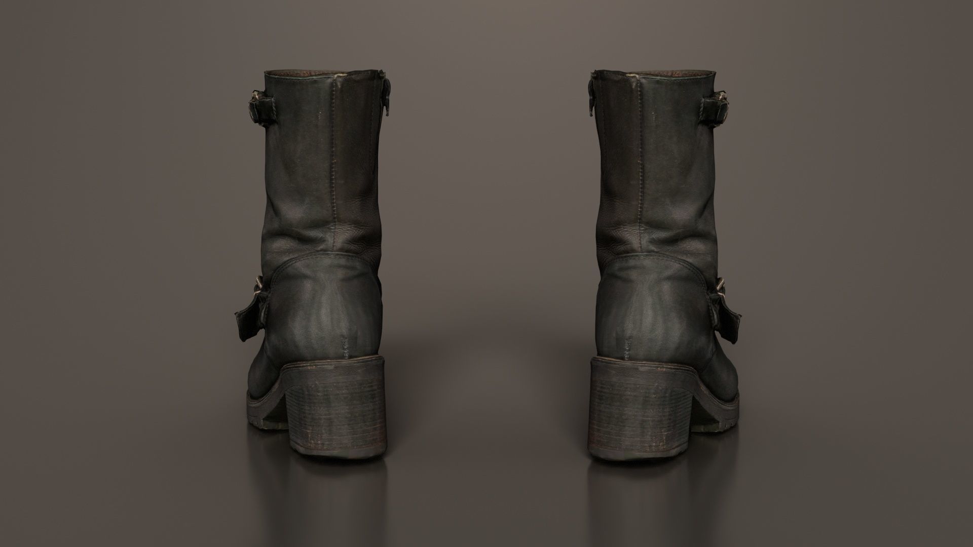 Black Leather Shoe Low-poly 3D model_1