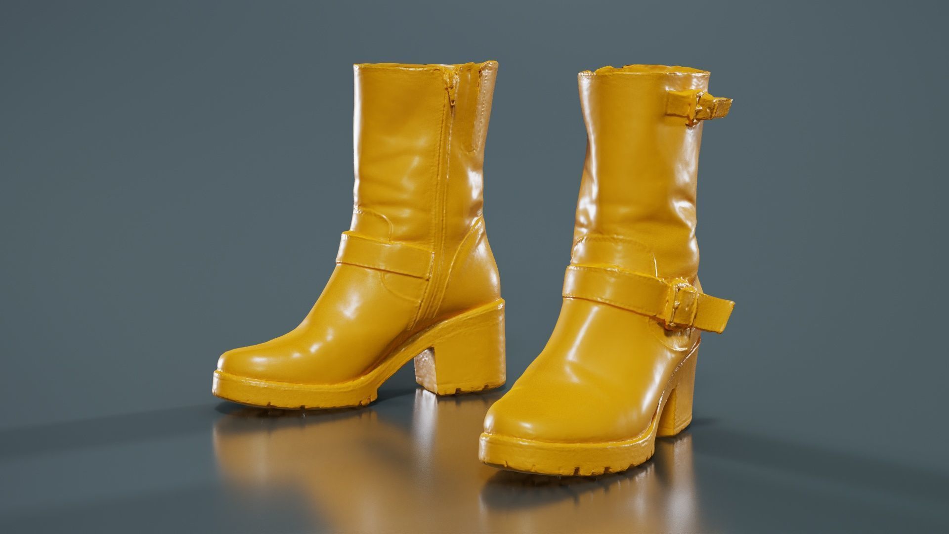 Black Leather Shoe Low-poly 3D model_12