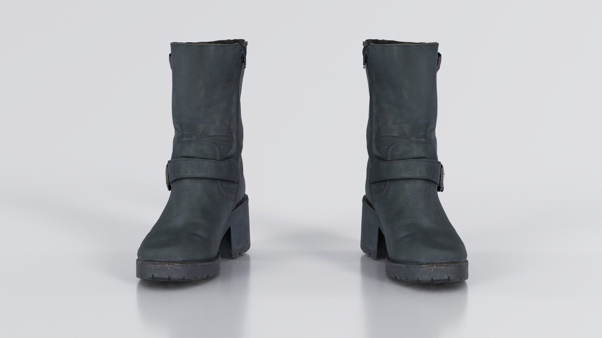 Black Leather Shoe Low-poly 3D model_6