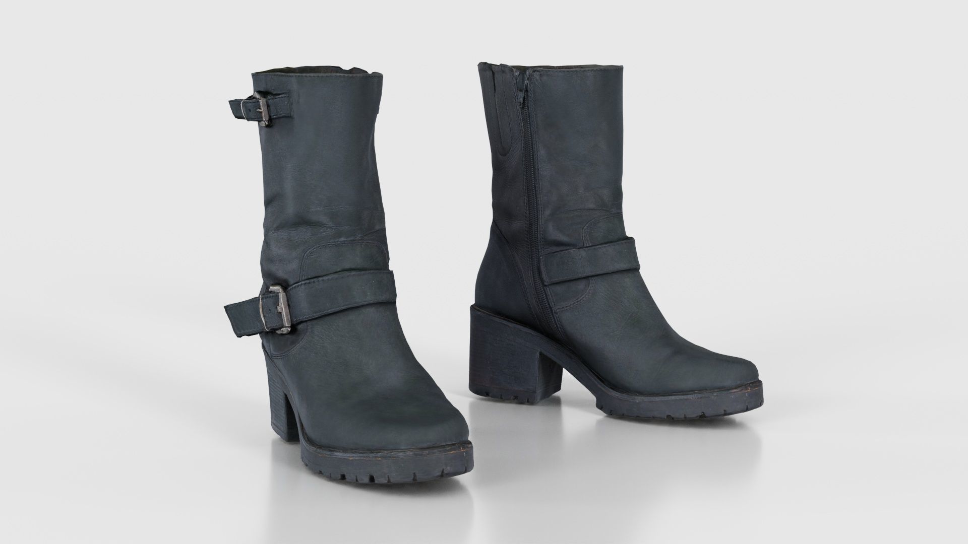 Black Leather Shoe Low-poly 3D model_18