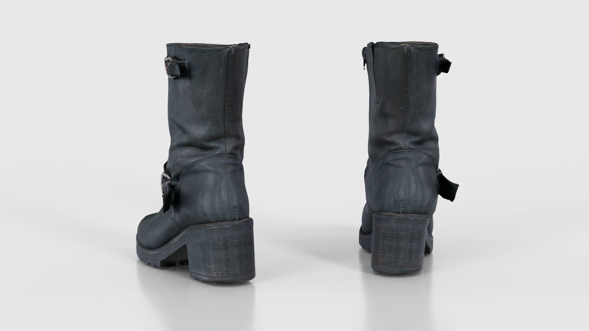 Black Leather Shoe Low-poly 3D model_23