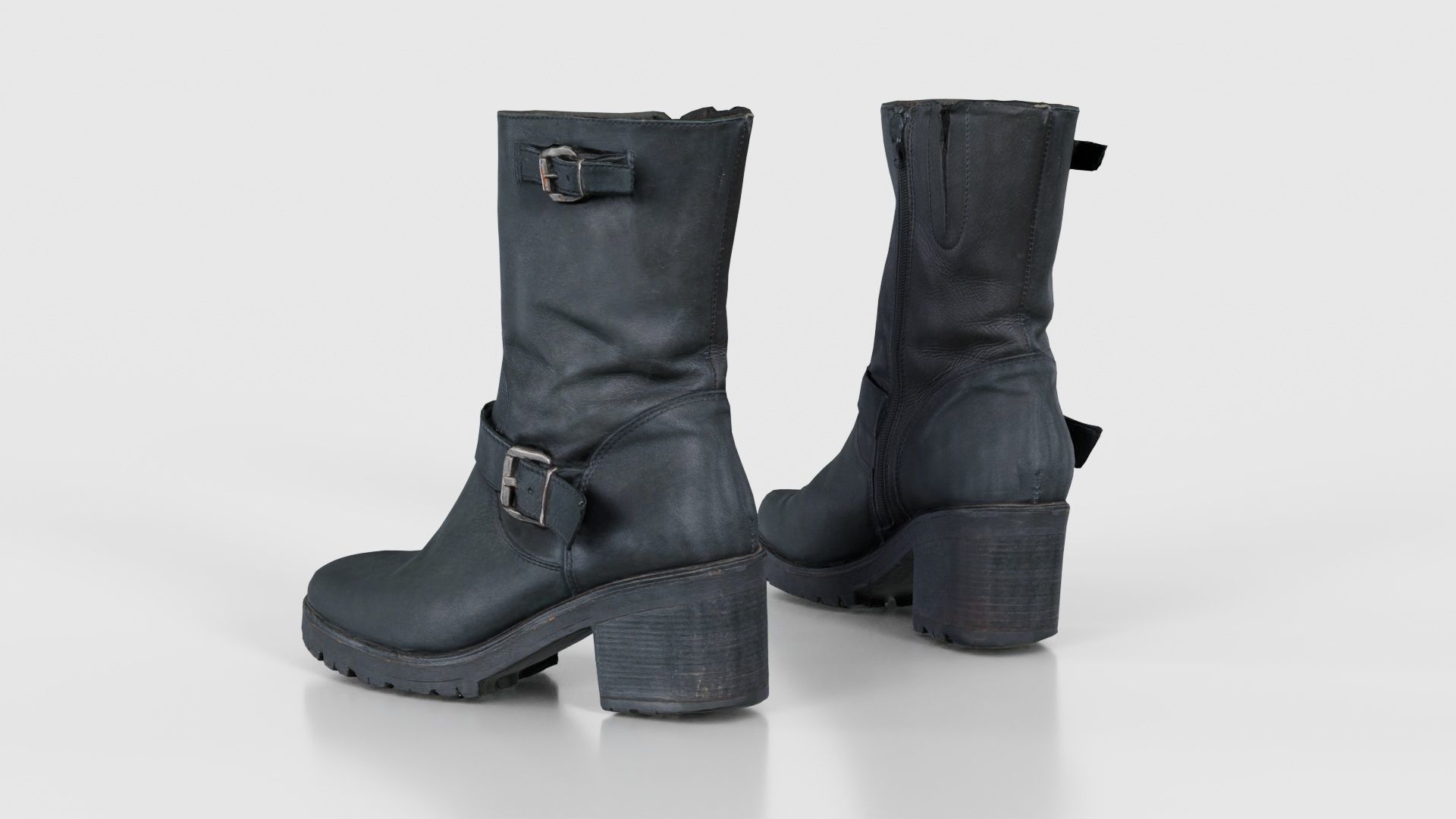 Black Leather Shoe Low-poly 3D model_24