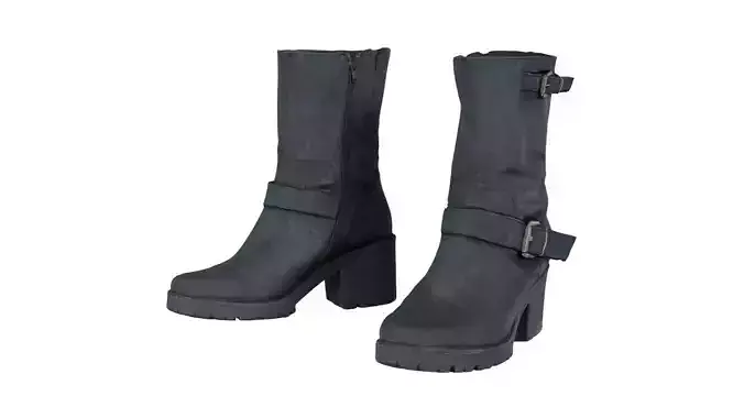 Black Leather Shoe Low-poly 3D model