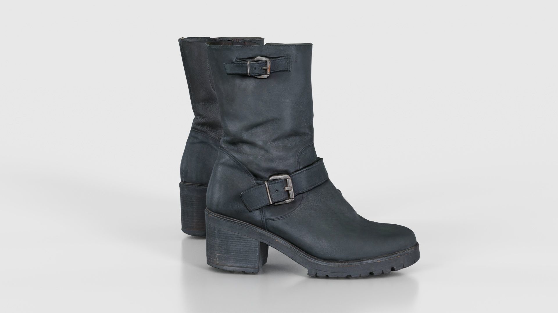 Black Leather Shoe Low-poly 3D model_20