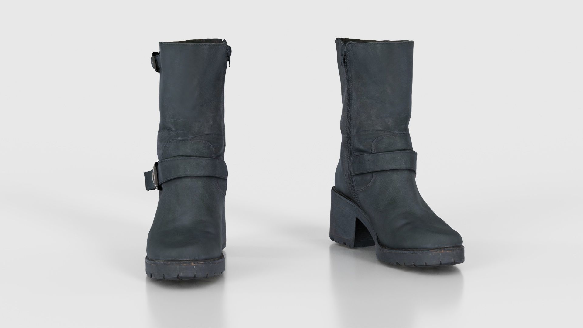 Black Leather Shoe Low-poly 3D model_17