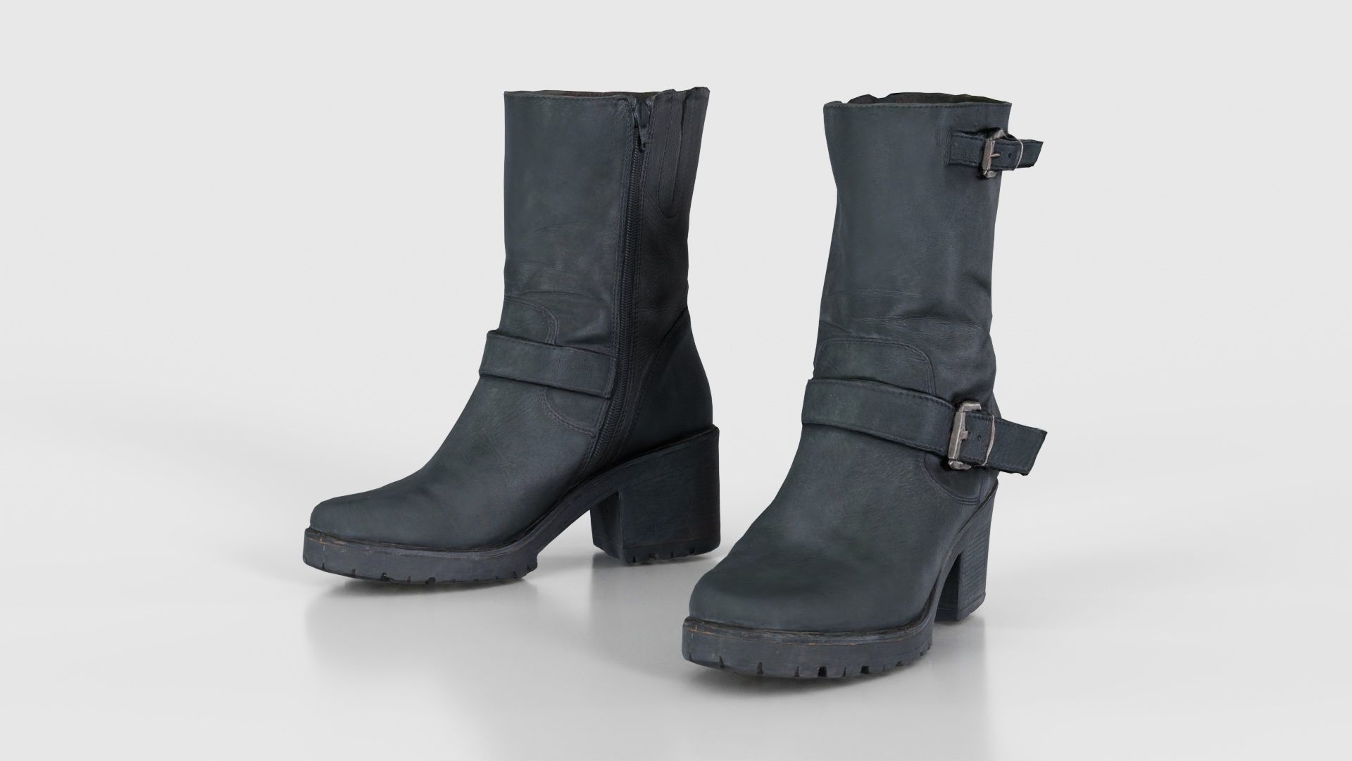 Black Leather Shoe Low-poly 3D model_15