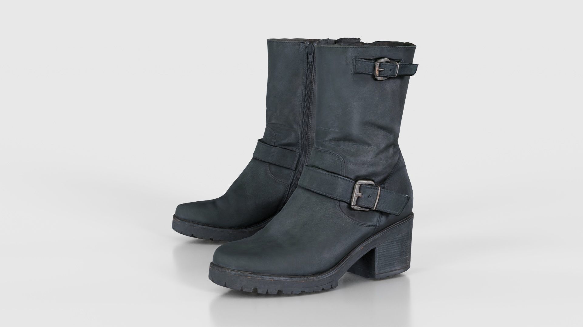 Black Leather Shoe Low-poly 3D model_26