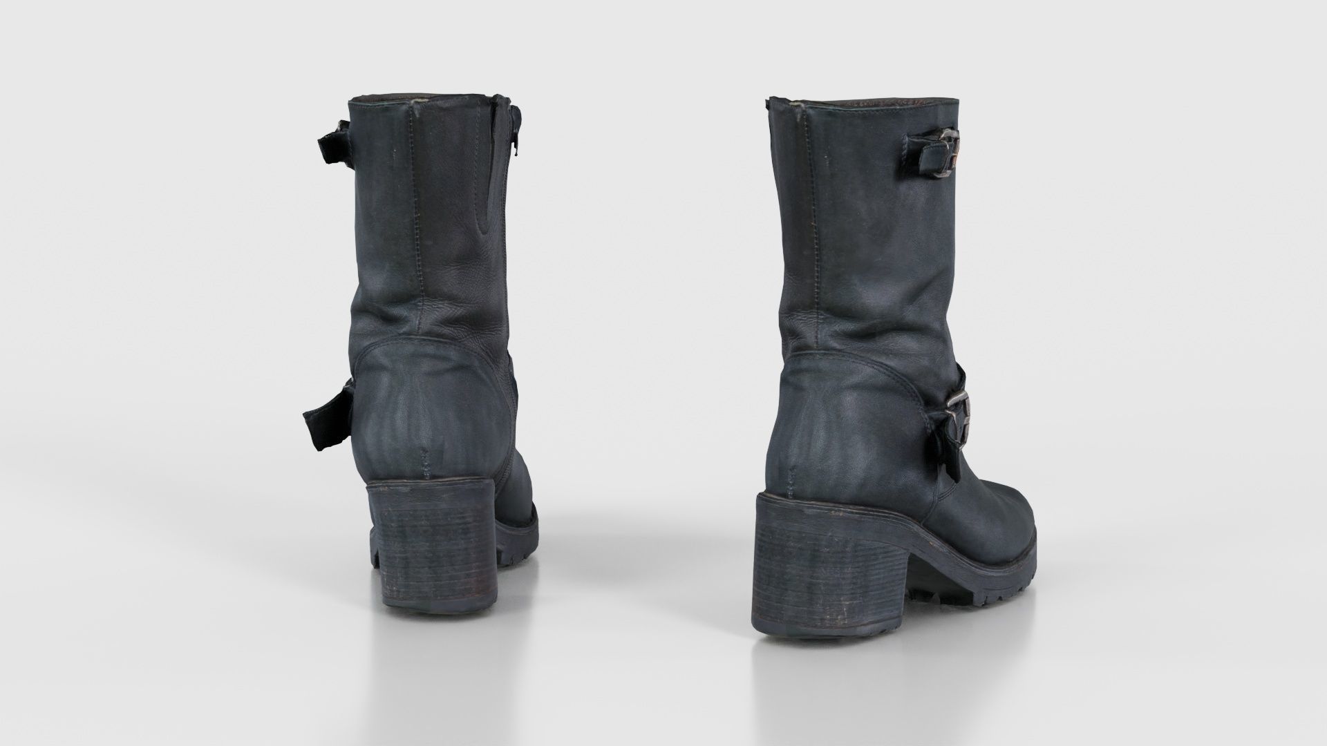 Black Leather Shoe Low-poly 3D model_22