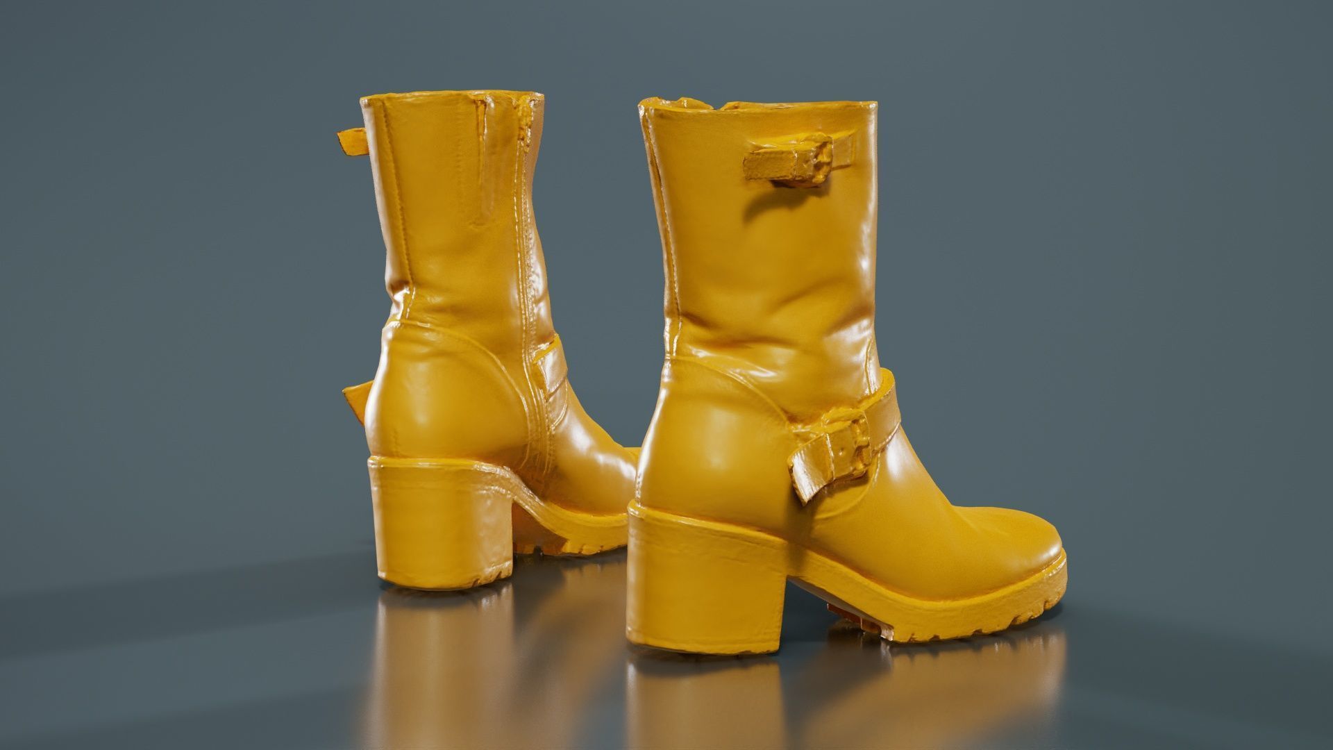 Black Leather Shoe Low-poly 3D model_13