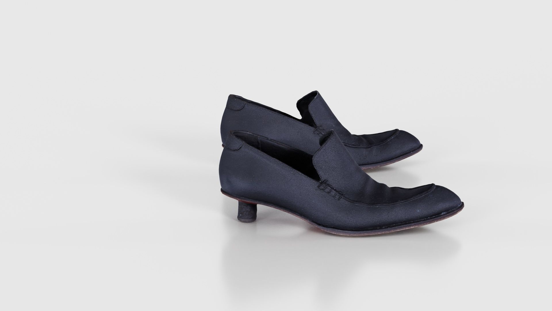 Black Leather Vintage Pumps Low-poly 3D model_20