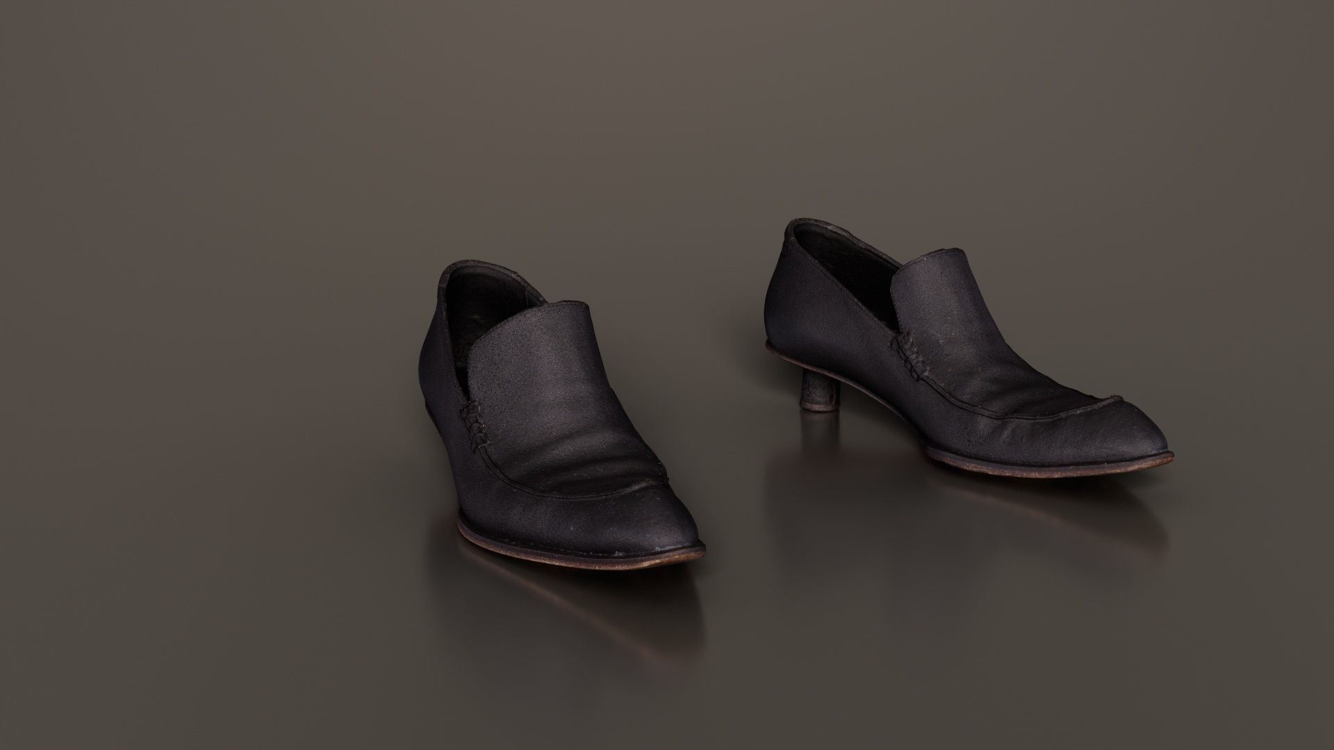 Black Leather Vintage Pumps Low-poly 3D model_8