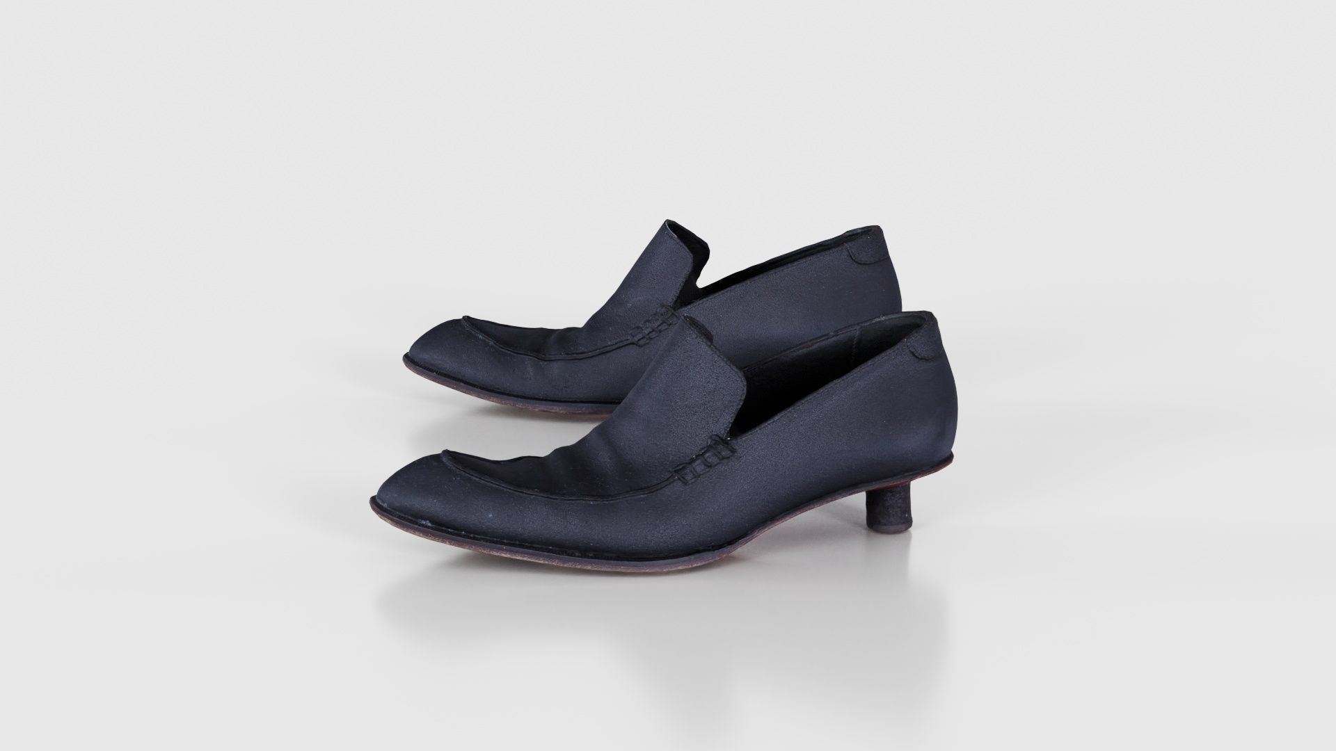 Black Leather Vintage Pumps Low-poly 3D model_26