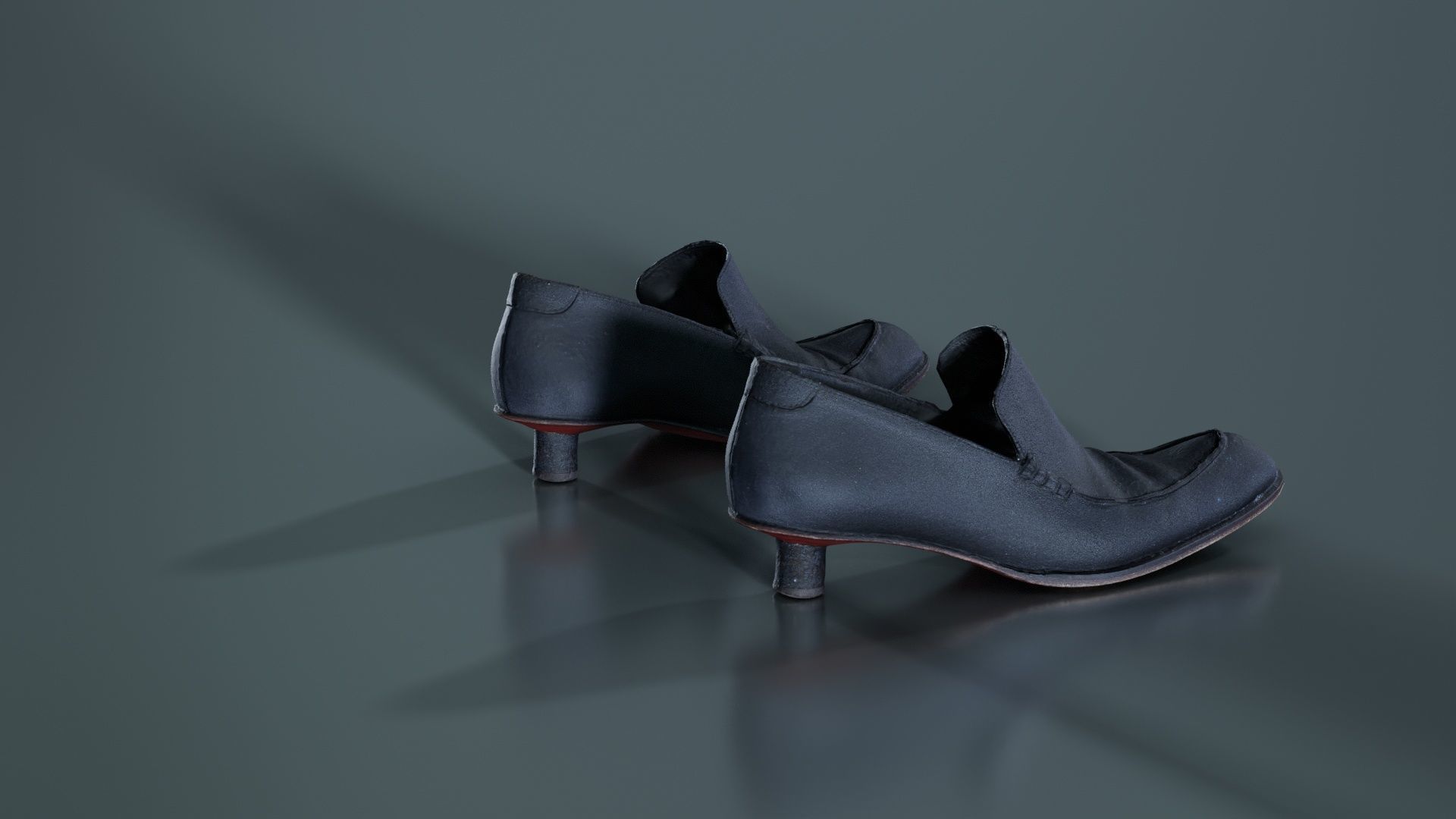 Black Leather Vintage Pumps Low-poly 3D model_3