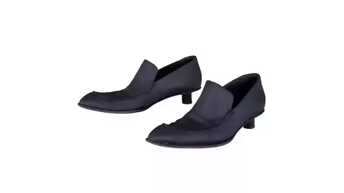 Black Leather Vintage Pumps Low-poly 3D model