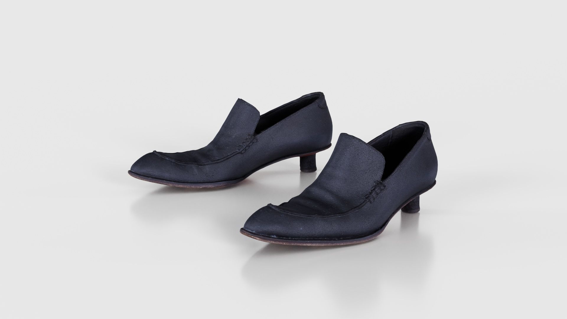 Black Leather Vintage Pumps Low-poly 3D model_15