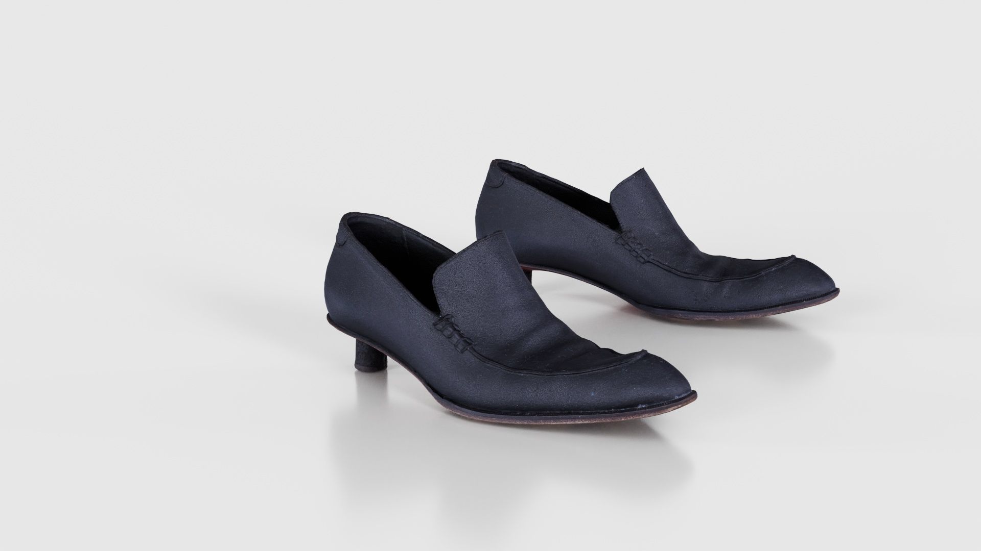 Black Leather Vintage Pumps Low-poly 3D model_19