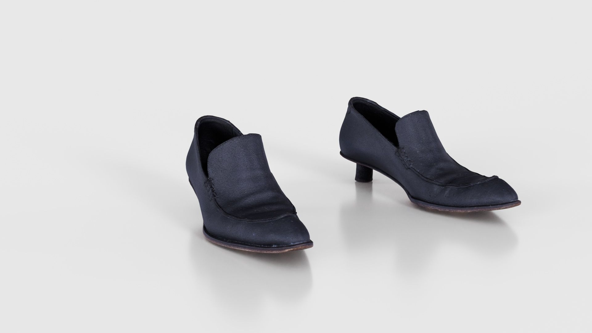 Black Leather Vintage Pumps Low-poly 3D model_18