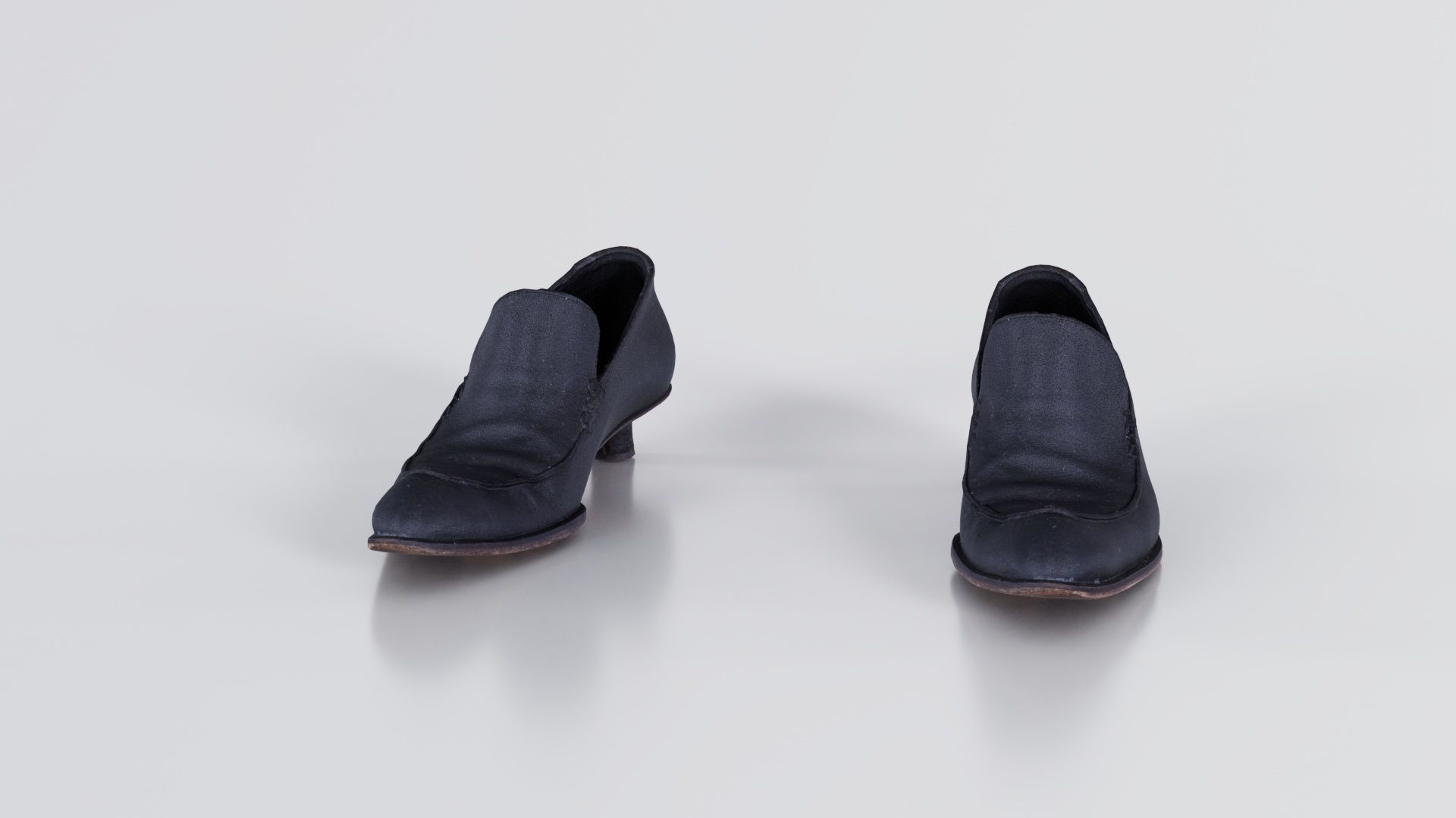 Black Leather Vintage Pumps Low-poly 3D model_4