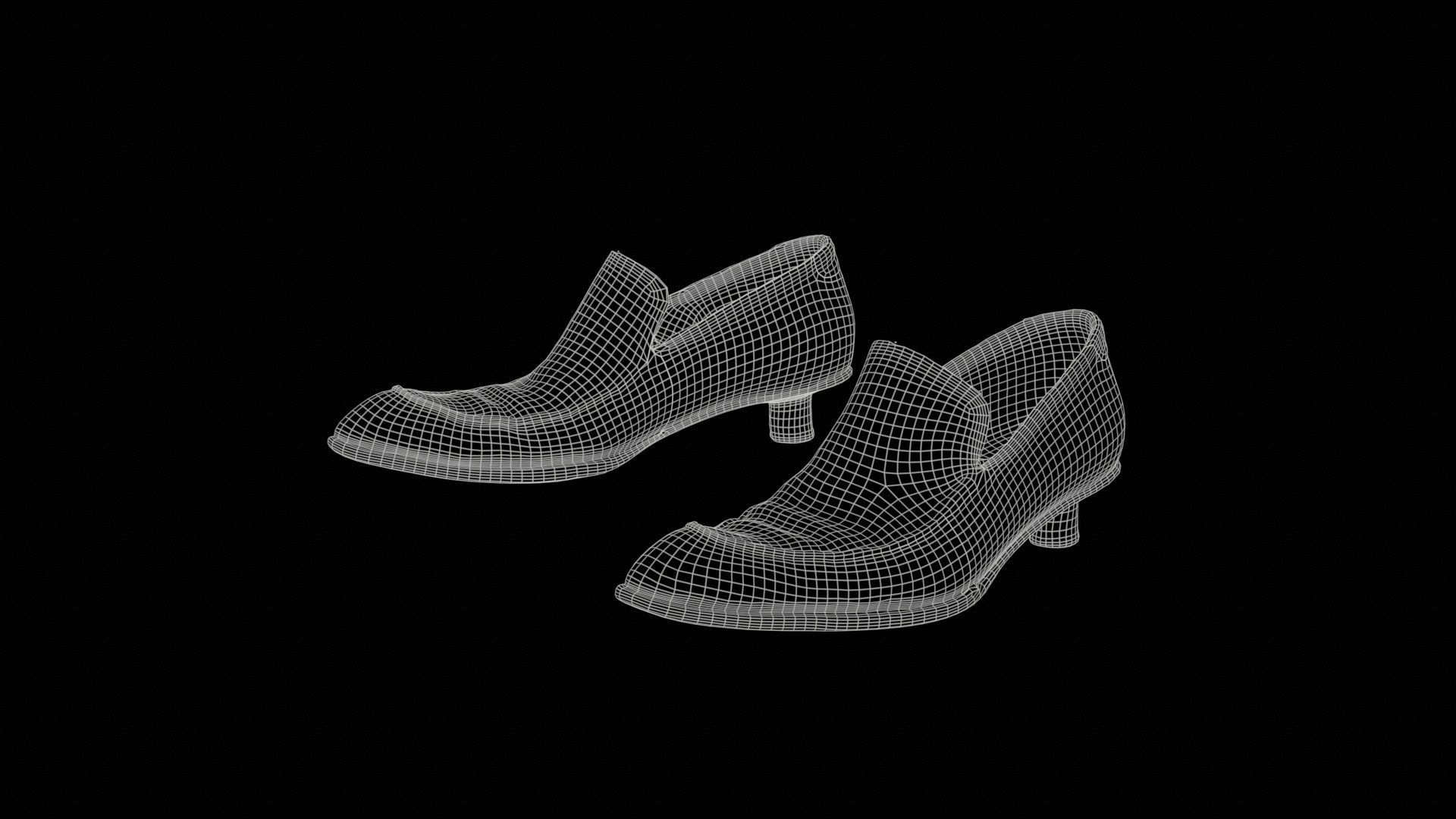 Black Leather Vintage Pumps Low-poly 3D model_11