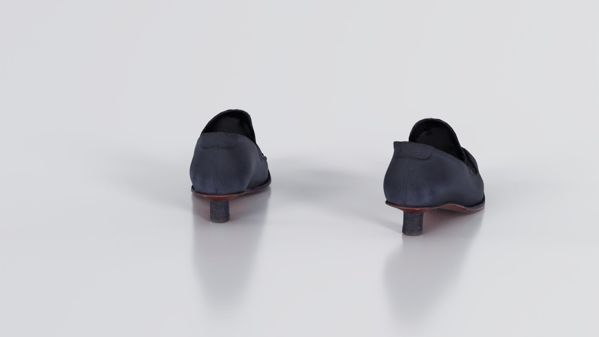 Black Leather Vintage Pumps Low-poly 3D model_7