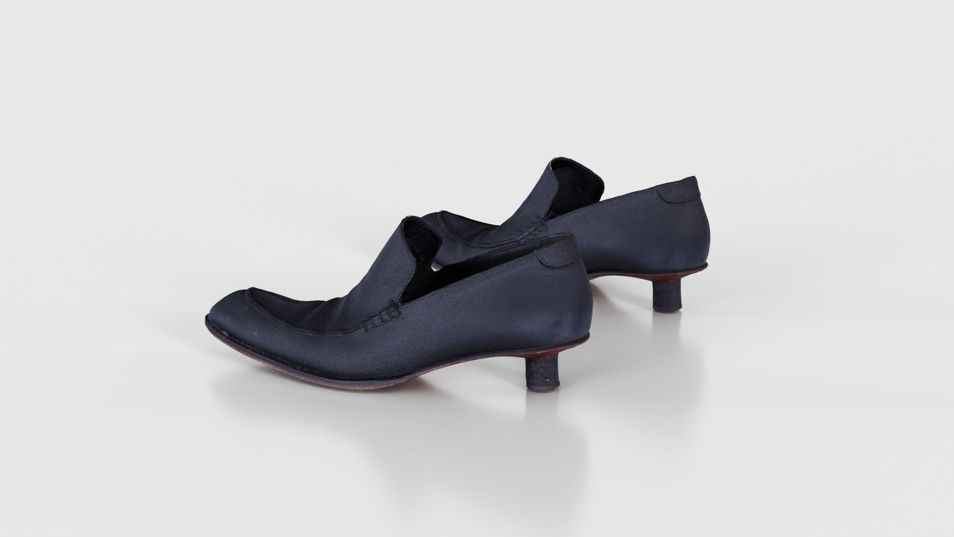 Black Leather Vintage Pumps Low-poly 3D model_25