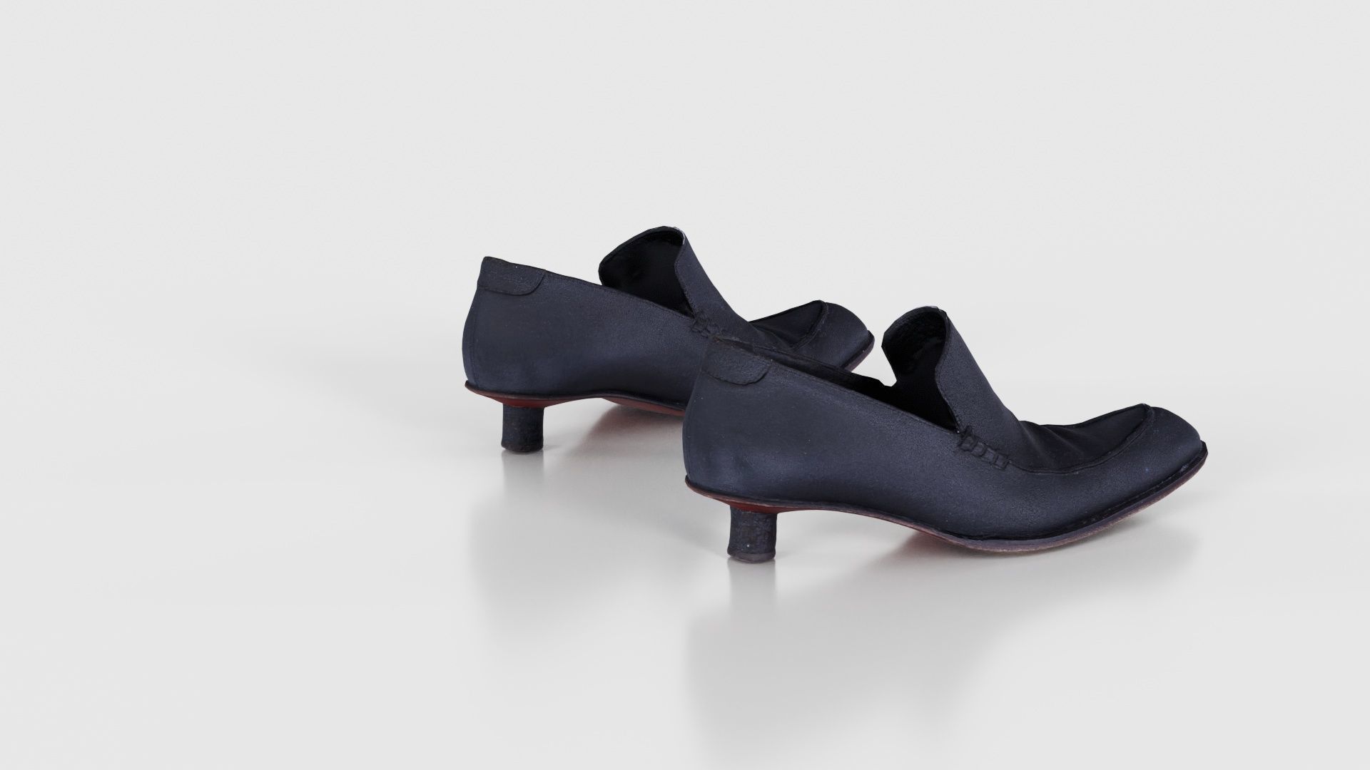 Black Leather Vintage Pumps Low-poly 3D model_21