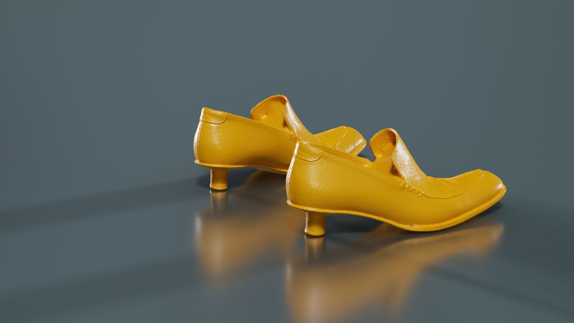 Black Leather Vintage Pumps Low-poly 3D model_13