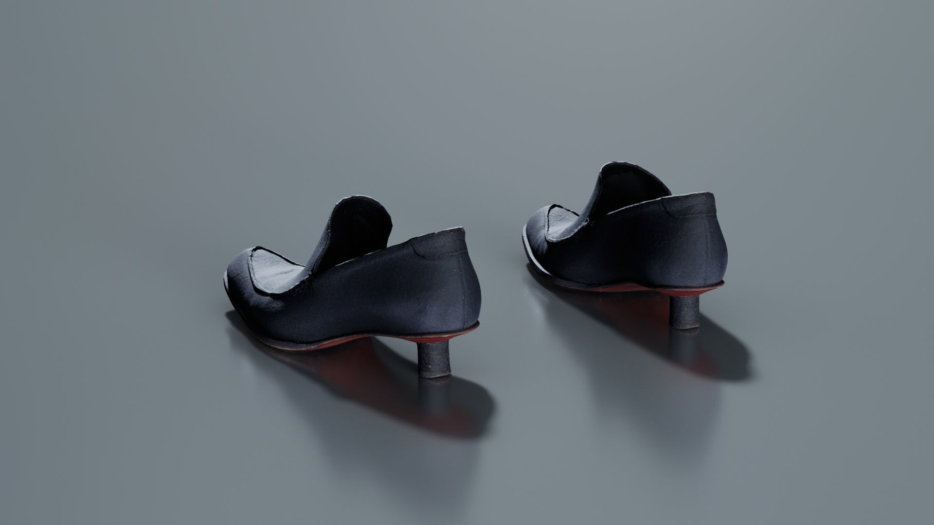 Black Leather Vintage Pumps Low-poly 3D model_6