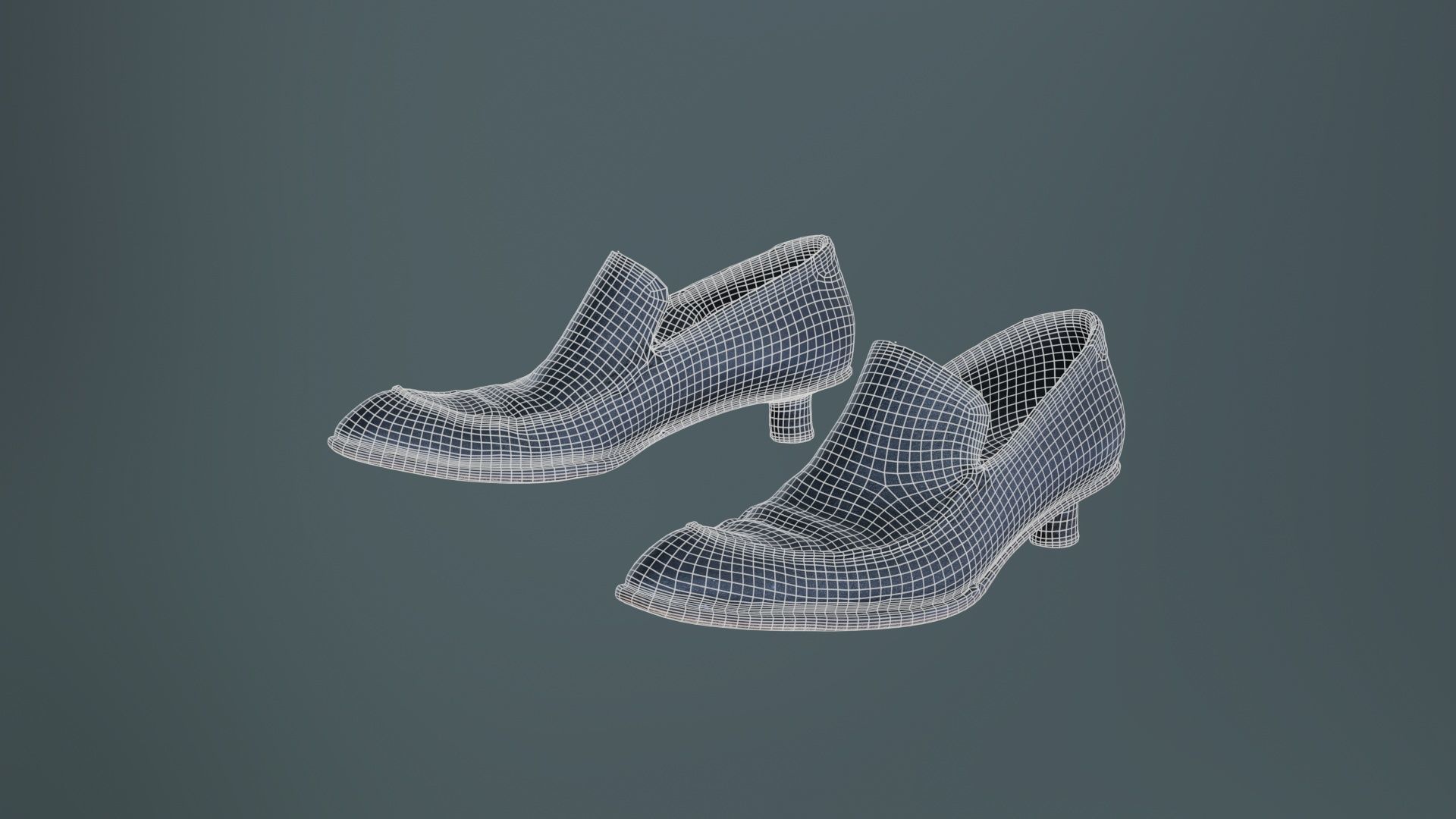 Black Leather Vintage Pumps Low-poly 3D model_9