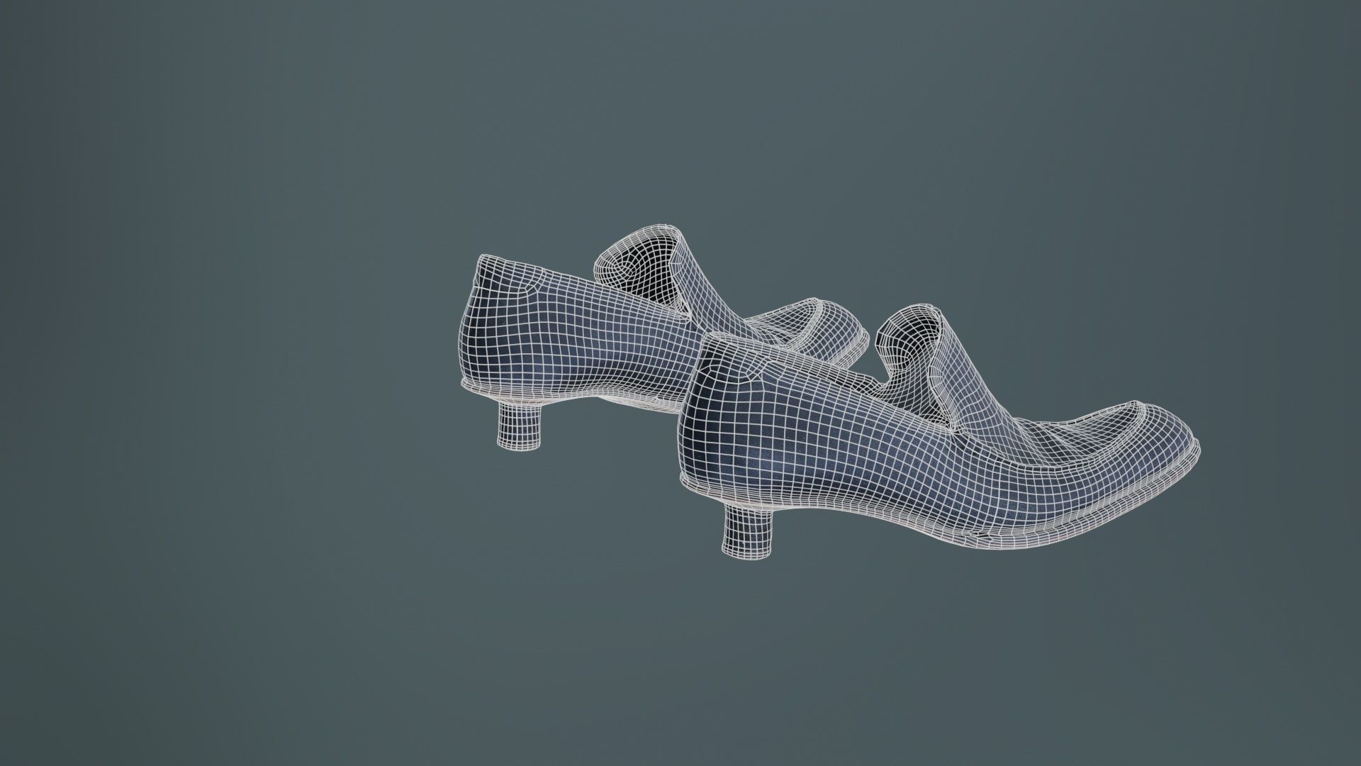 Black Leather Vintage Pumps Low-poly 3D model_10