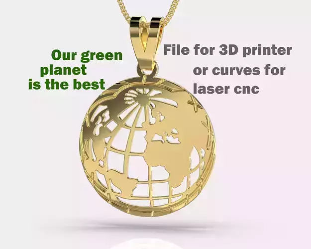Jewelry pendant Planet Earth 28mm-Printable STL 