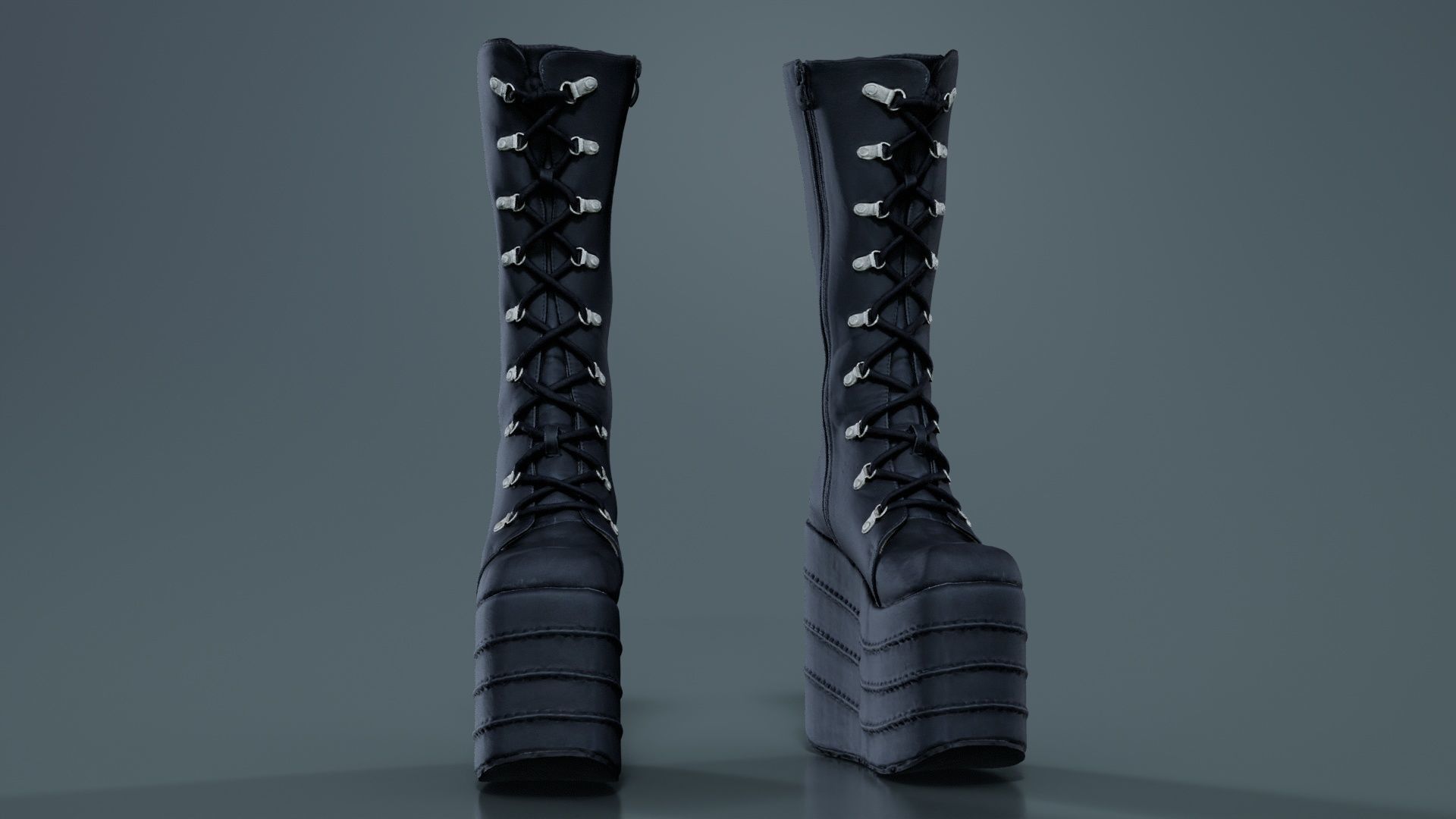 Blocky Boots Low-poly 3D model_3