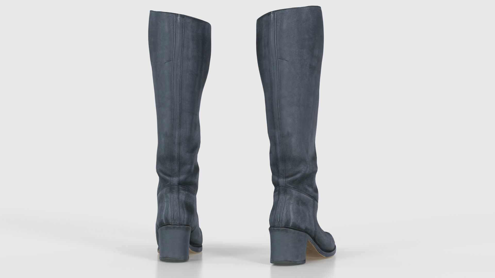 Boot Black Leather Low-poly 3D model_22
