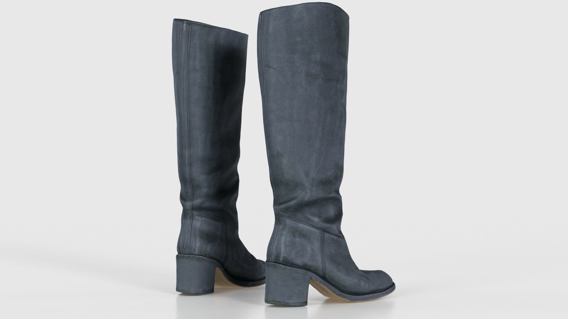 Boot Black Leather Low-poly 3D model_21