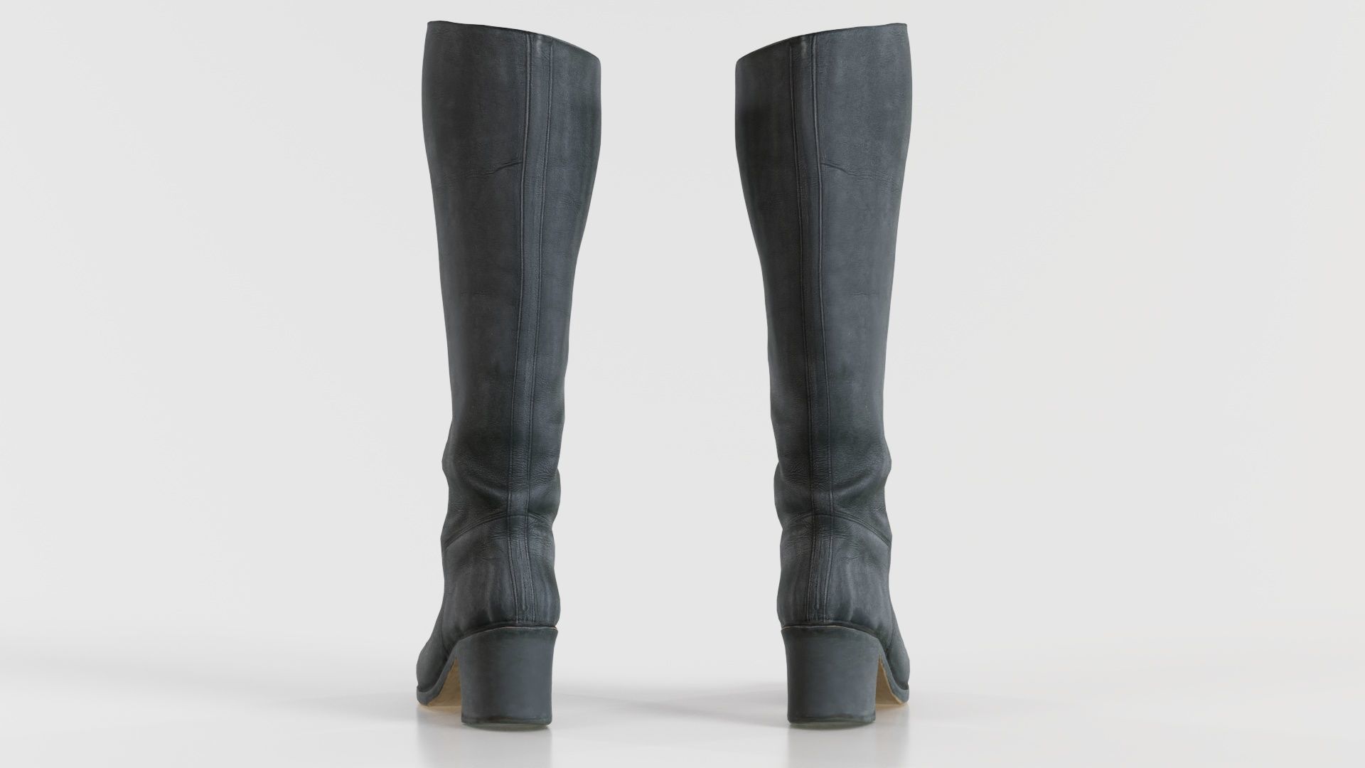 Boot Black Leather Low-poly 3D model_3