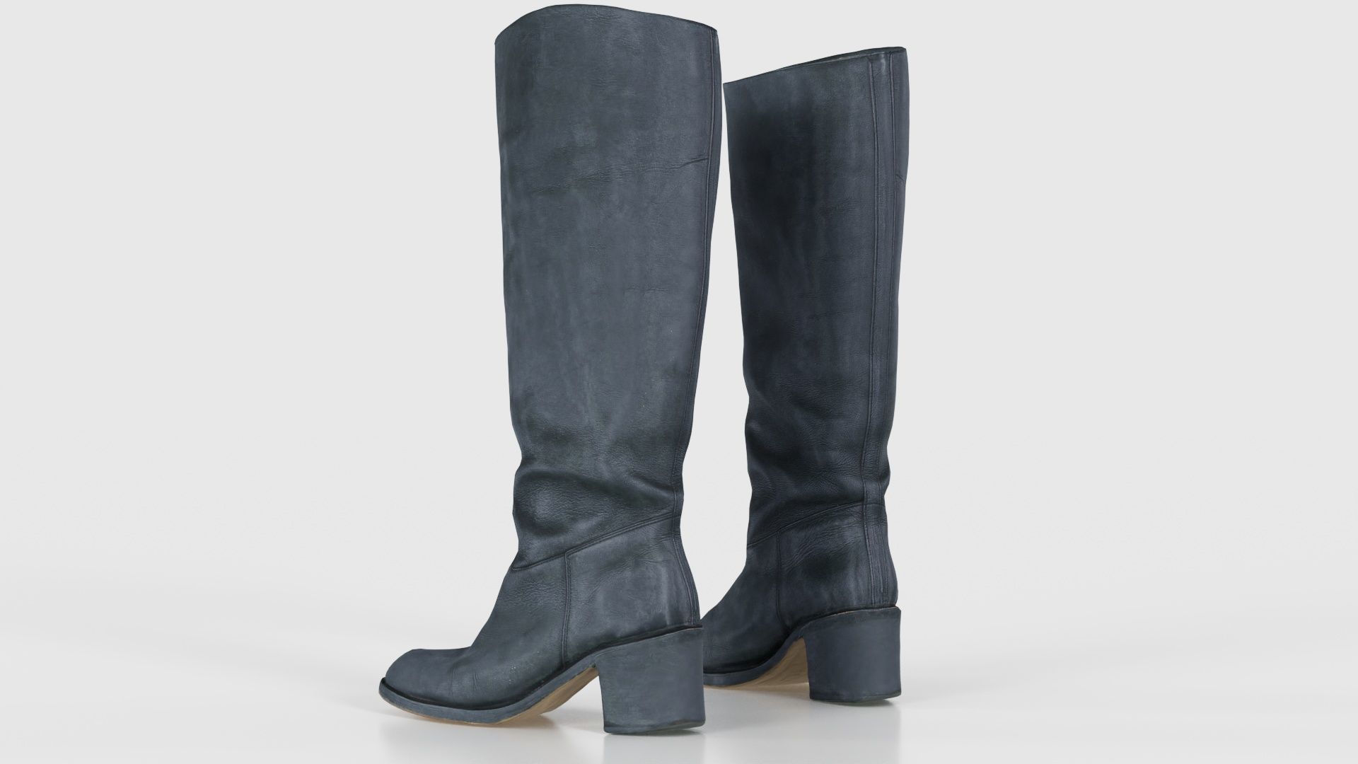 Boot Black Leather Low-poly 3D model_24