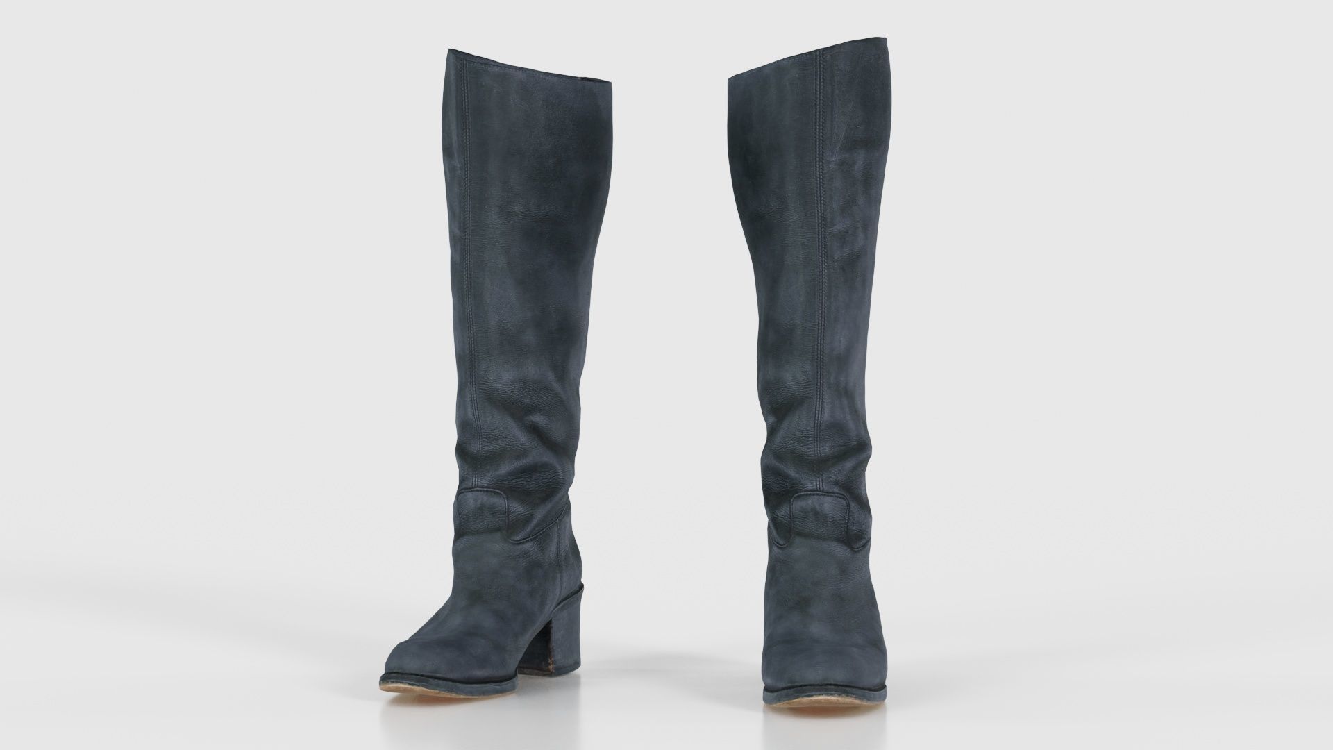 Boot Black Leather Low-poly 3D model_16