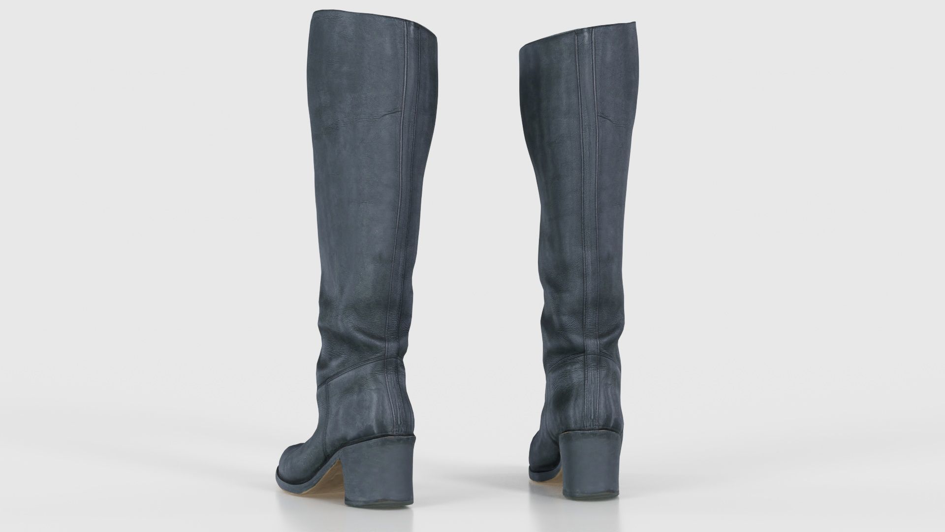 Boot Black Leather Low-poly 3D model_23