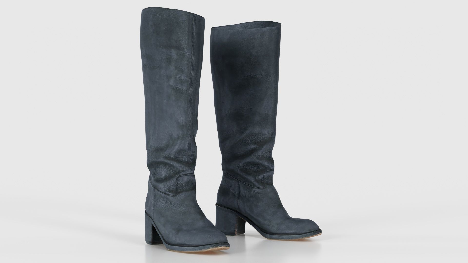 Boot Black Leather Low-poly 3D model_18