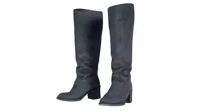 Boot Black Leather Low-poly 3D model