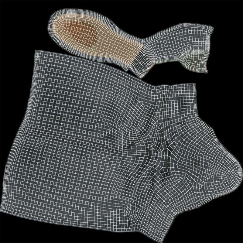 Boot Black Leather Low-poly 3D model_14