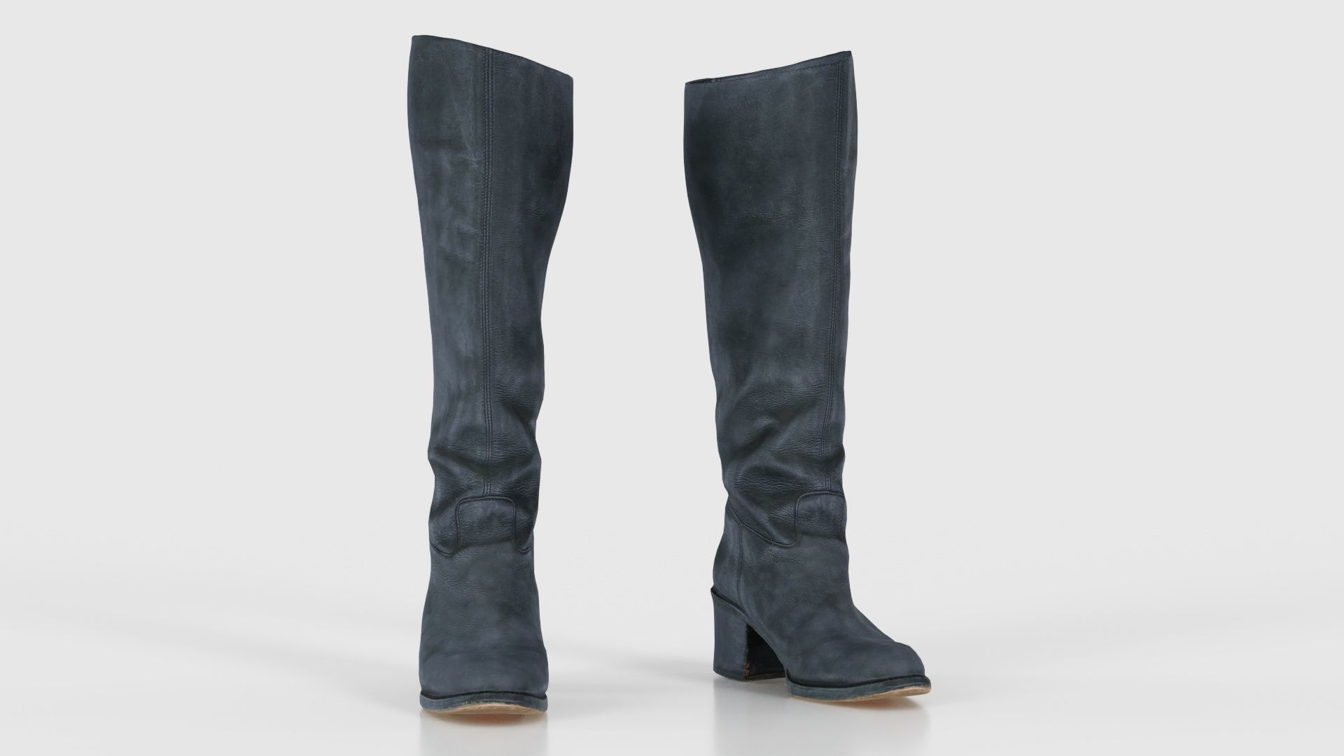 Boot Black Leather Low-poly 3D model_17