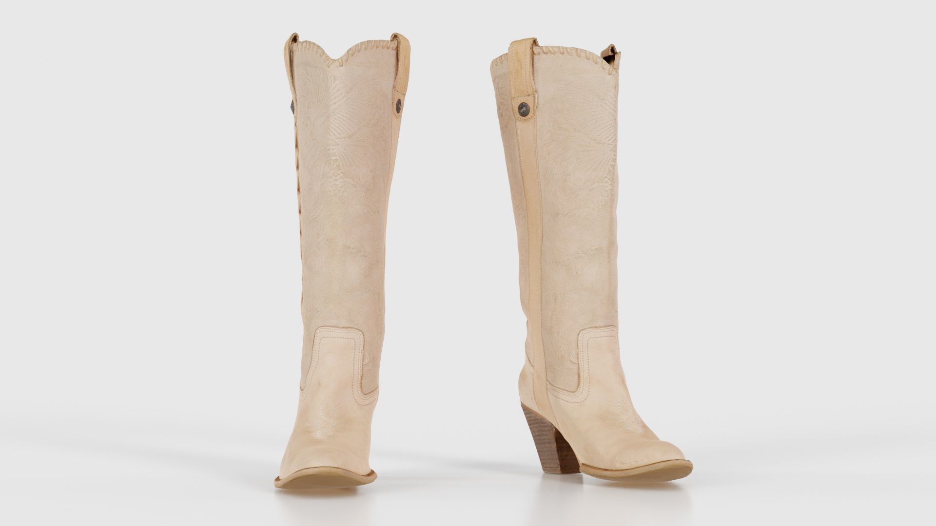 Boot Decorated Beige Low-poly 3D model_17