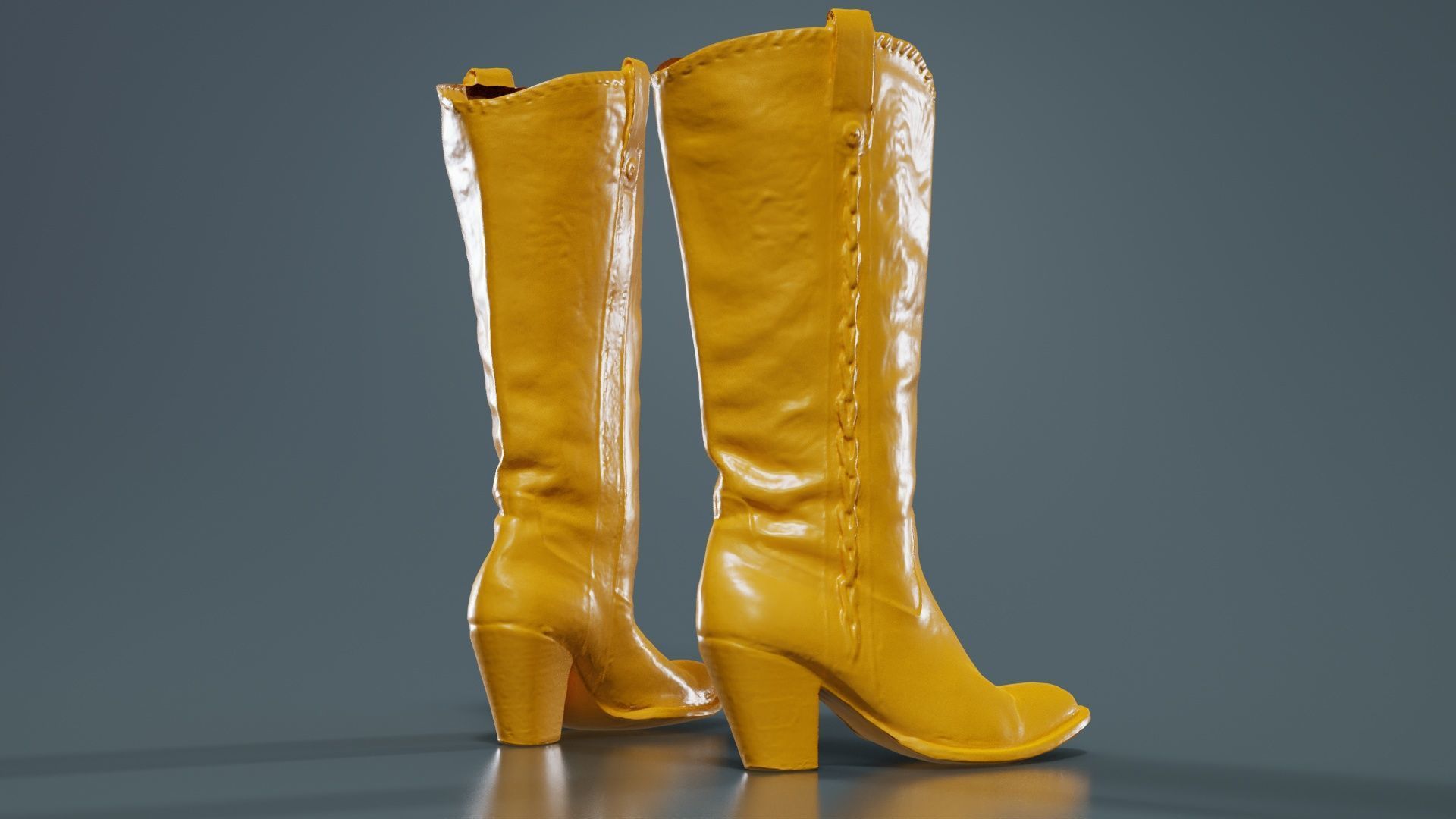 Boot Decorated Beige Low-poly 3D model_13