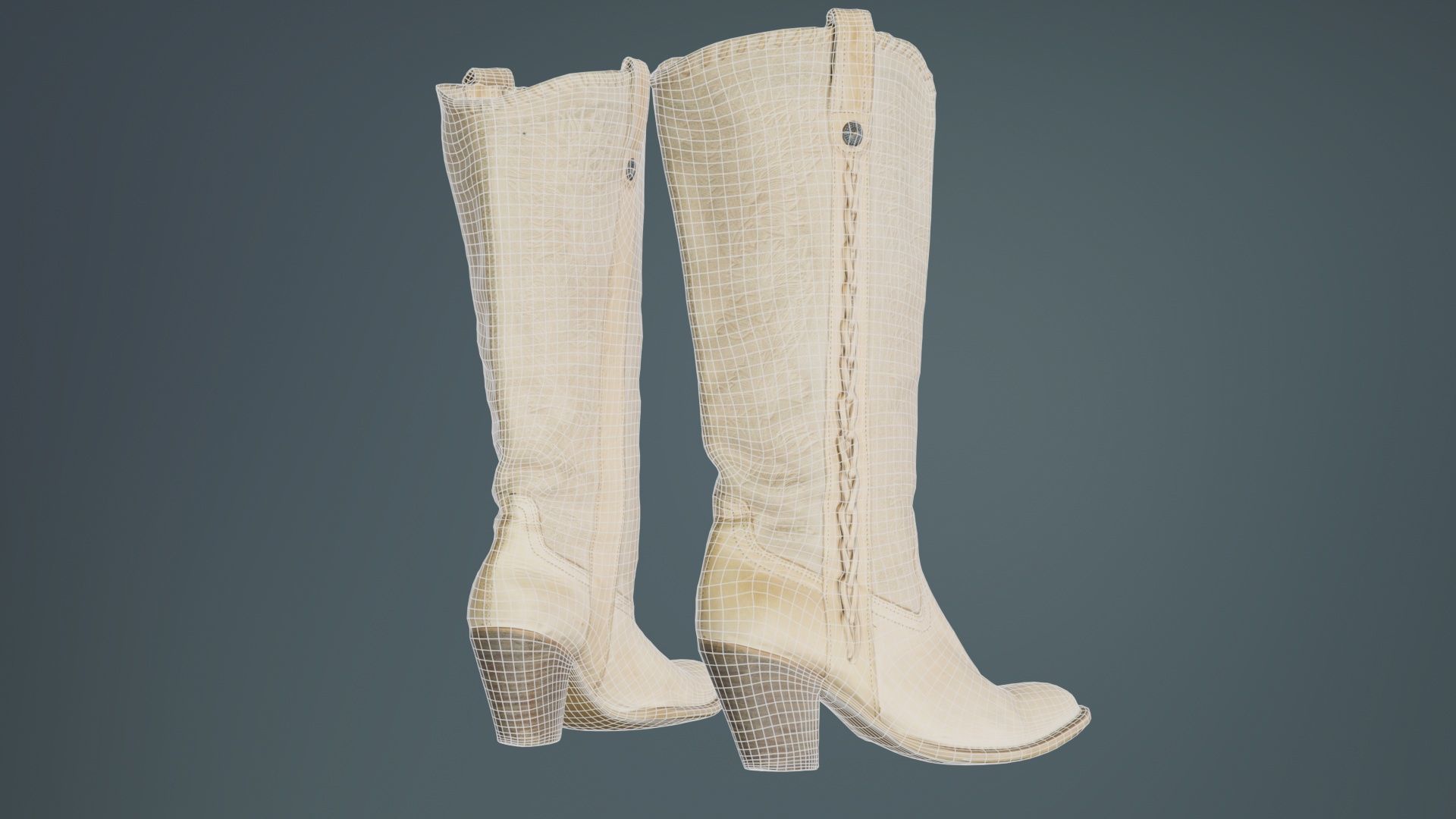 Boot Decorated Beige Low-poly 3D model_10