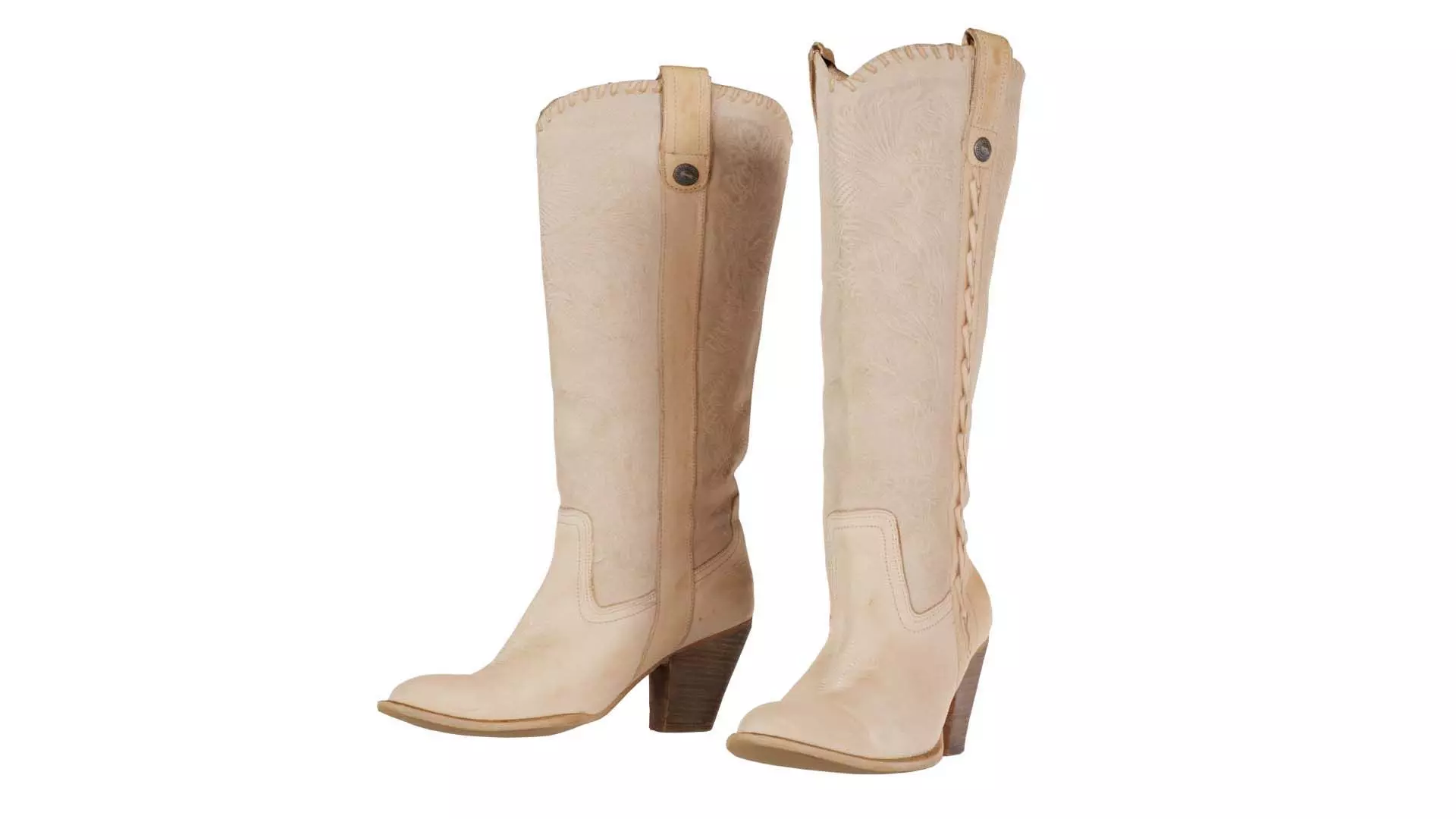 Boot Decorated Beige Low-poly 3D model_0