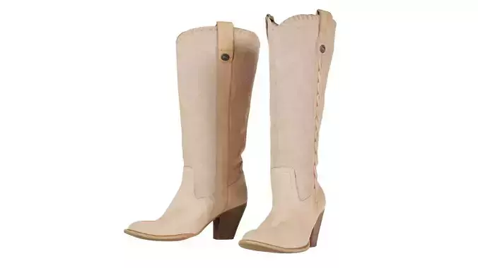 Boot Decorated Beige Low-poly 3D model