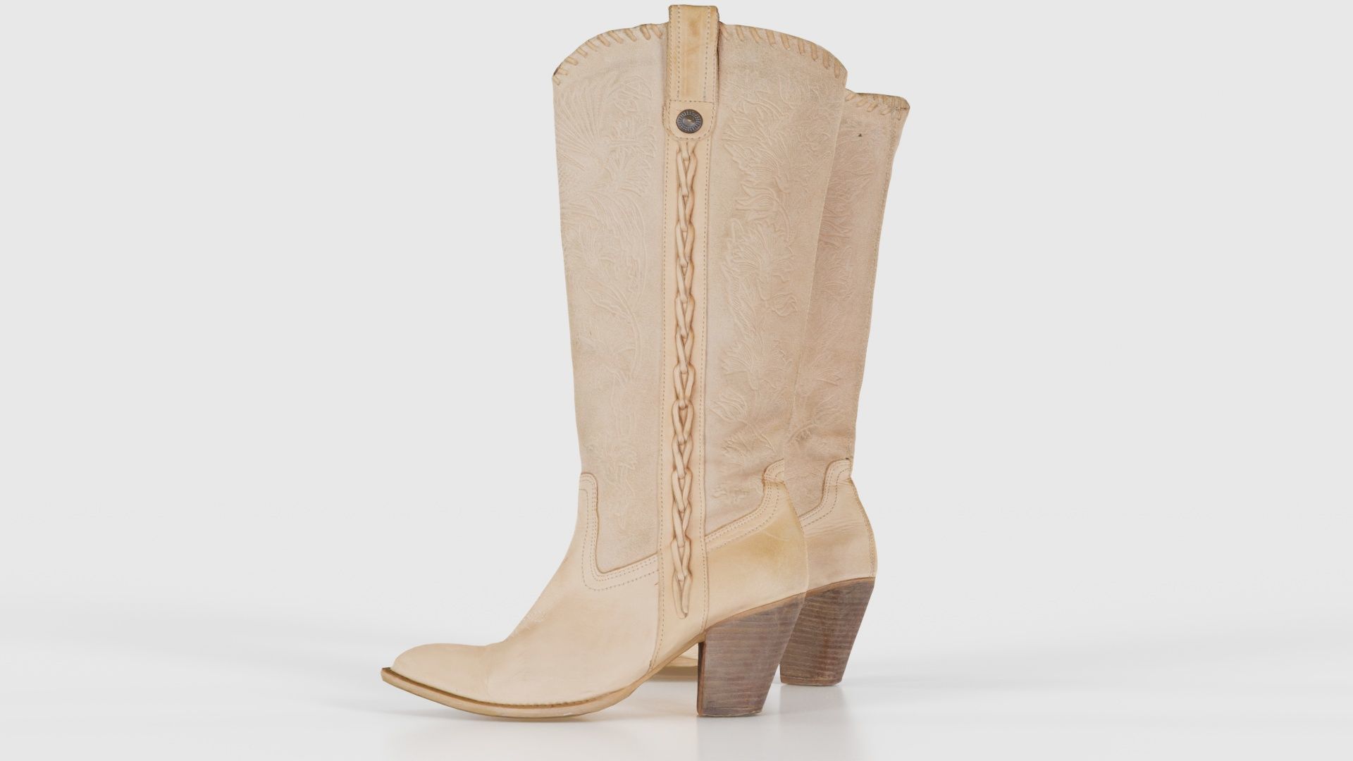 Boot Decorated Beige Low-poly 3D model_25