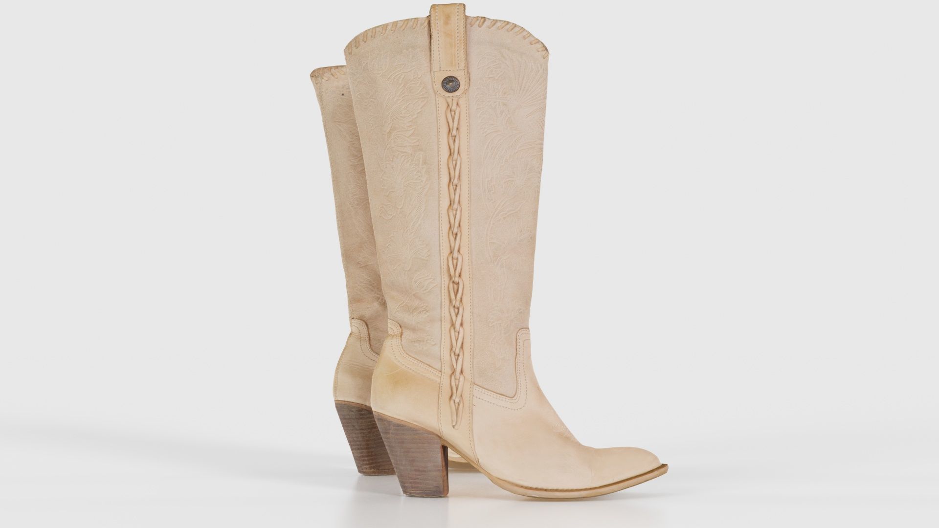 Boot Decorated Beige Low-poly 3D model_20